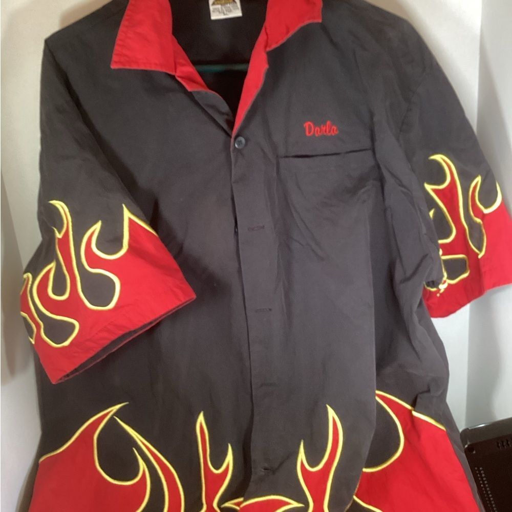 Flame Design Bowling Shirt Size Extra Large